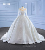 High Neck Ball Gown Wedding Dresses with Long Sleeve 222222