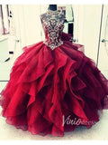High Neck Beaded Ball Gowns Vintage Quinceanera Dress FD1315