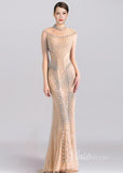 High Neck Beaded Champagne Prom Dresses FD1439-prom dresses-Viniodress-Viniodress