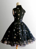 High Neckline Black Star Homecoming Dresses SD1402-homecoming dresses-Viniodress-Viniodress