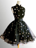 High Neckline Black Star Homecoming Dresses SD1402