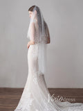 Hip Length Ivory Tulle Wedding Veils with Pearl Drop Veil V1052-Veils-Viniodress-Ivory-Viniodress