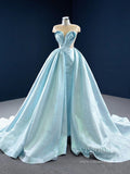Ice Blue Prom Gowns Overskirt Shiny Sweet 16 Quince Dresses FD2457 viniodress