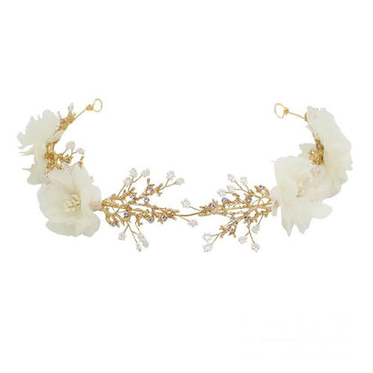 Ivory 3D Floral Wedding Headband AC1222-Headpieces 2025 -Viniodress-Gold-