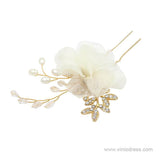 Ivory 3D Flower Gold Hairpin Pink Hairpins AC1211-Headpieces-Viniodress-Viniodress