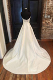 Ivory Satin Strapless Wedding Dresses Sweetheart Neck A-Line Bridal Dress VW2154-wedding dresses-Viniodress-Viniodress