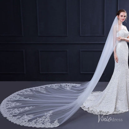 Lace Appliqued Cathedral Veil Viniodress TS18011-Bridal Veil 2025 -Viniodress-Ivory-