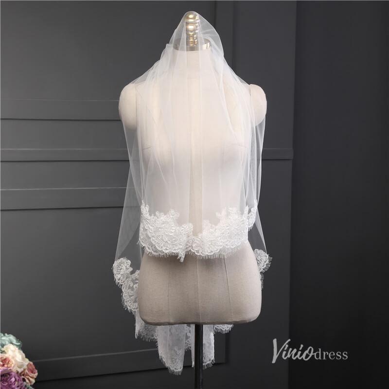 Lace Appliqued Short Blusher Veil Viniodress-Bridal Veil 2025 -Viniodress-Ivory-