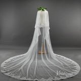 Lace Appliqued Tulle Cathedral Veil with Blusher Viniodress-Veils-Viniodress-Viniodress