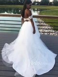 Lace Bodice Beach Wedding Dresses Off the Shoulder VW1213-wedding dresses-Viniodress-Viniodress