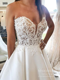 Lace Sweetheart Satin Wedding Dresses with Pockets VW1847-wedding dresses-Viniodress-Viniodress