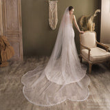 Lacy Petal Tulle Bridal Veil Cathedral Length