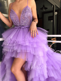 Lavender Haute Couture Prom Dresses Spaghetti Strap FD1531-prom dresses-Viniodress-Viniodress