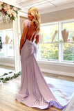 Lavender Satin Prom Dresses Mermaid Spaghetti Strap Formal Gown FD3279-prom dresses-Viniodress-Viniodress