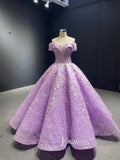 Lavender Sweet 16 Dresses Ball Gowns 66601 Off the Shoulder