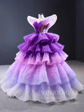 Lavender Tiered Ball Gown Formal Dresses Celebrity Red Carpet Dress FD1600 viniodress-Quinceanera Dresses-Viniodress-Viniodress