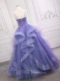 Lavender Tiered Spaghetti Strap Prom Dresses Sparkly Tulle Evening Dress FD3121-prom dresses-Viniodress-Viniodress