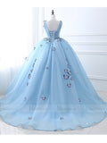 Light Blue Butterfly Quinceanera Sweet 16 Dresses SD1005B-prom dresses-Viniodress-Viniodress