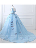 Light Blue Butterfly Quinceanera Sweet 16 Dresses SD1005B-prom dresses-Viniodress-Viniodress