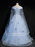 Light Blue Cap Sleeve Ball Gowns for Teens FD1459-prom dresses-Viniodress-Viniodress