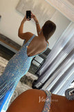 Light Blue Mermaid Sequin Prom Dress Plunging V-Neck Formal Dresses FD2957-prom dresses-Viniodress-Viniodress