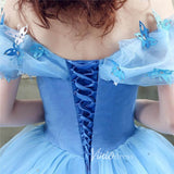 Light Blue Off the Shoulder Prom Dresses A-Line Tulle Formal Gown FD3153-prom dresses-Viniodress-Viniodress