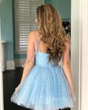 Light Blue Starry Homecoming Dresses Spaghetti Strap SD1362-homecoming dresses-Viniodress-Viniodress