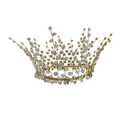 Light Gold Crystal Wedding Circle Crown AC1208-Headpieces 2025 -Viniodress-Gold-