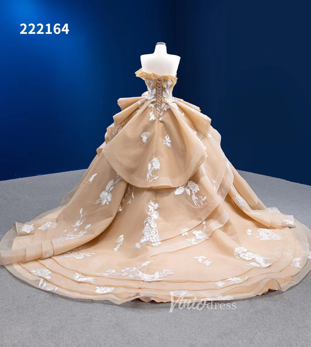 Light Gold Debut Gown Layered Princess Ball Gown Wedding Dresses 22216 –  Viniodress
