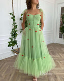 Light Green Maxi Dress Cherry Prom Dresses with Pockets SD1435