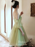 Light Green Tulle Homecoming Dresses Puffed Sleeve Short Prom Dress FD3180-prom dresses-Viniodress-Viniodress