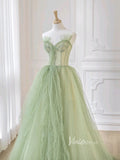 Light Green Tulle Prom Dresses Strapless Evening Dress FD3222-prom dresses-Viniodress-Viniodress