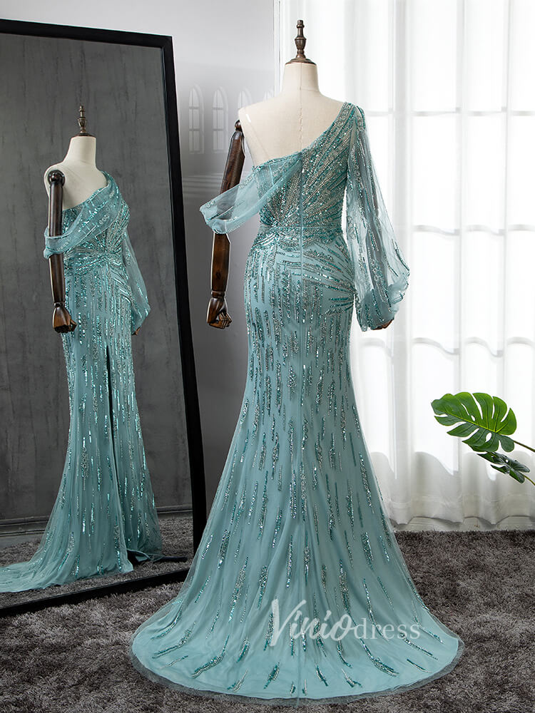 Light Teal Green Beaded Prom Dressses Vintage 20s Evening Dress 20012-prom dresses-Viniodress-Viniodress