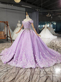 Lilac Floral Quinceanera Dresses Off the Shoulder Lavender Princess Ball Gown FD2462-Quinceanera Dresses-Viniodress-Viniodress