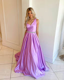 Lilac Satin Formal Dress One Shoulder Prom Dresses FD2972-prom dresses-Viniodress-Viniodress