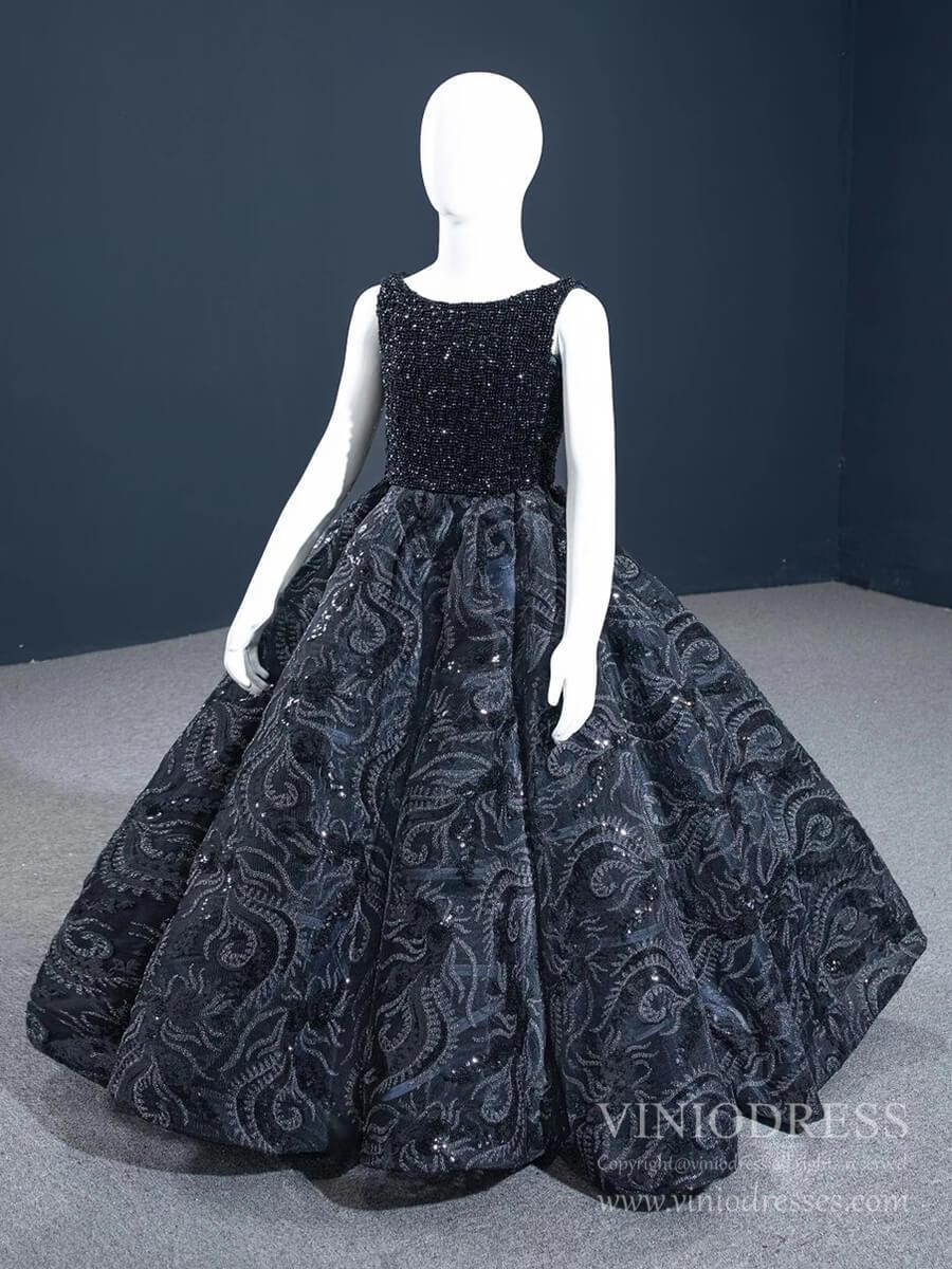 Little Girls Prom Dresses Black Pageant Gown FD1126C-Girls Prom Dresses-Viniodress-Viniodress