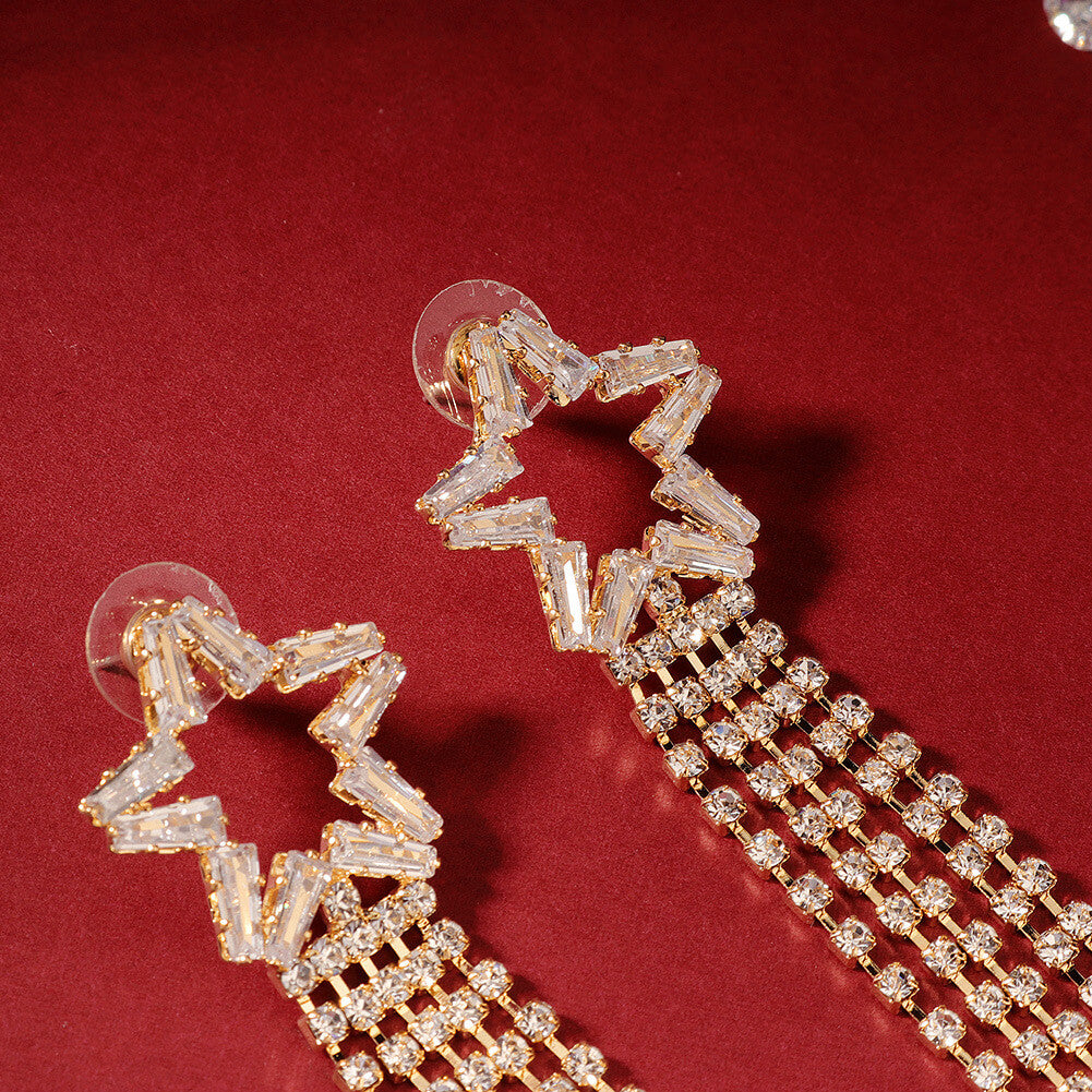Long Dropl Earrings AC1036-Bridal Jewelry-Viniodress-Viniodress