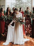 Long Sleeve Country Wedding Dresses Backless Fall Wedding Dress VW1079