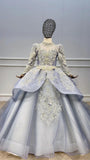 Long Sleeve Dusty Blue Pageant Gowns for Kids KD1006-Girls Prom Dresses-Viniodress-Viniodress