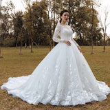 Viniodress Modest 3D Floral Wedding Dress