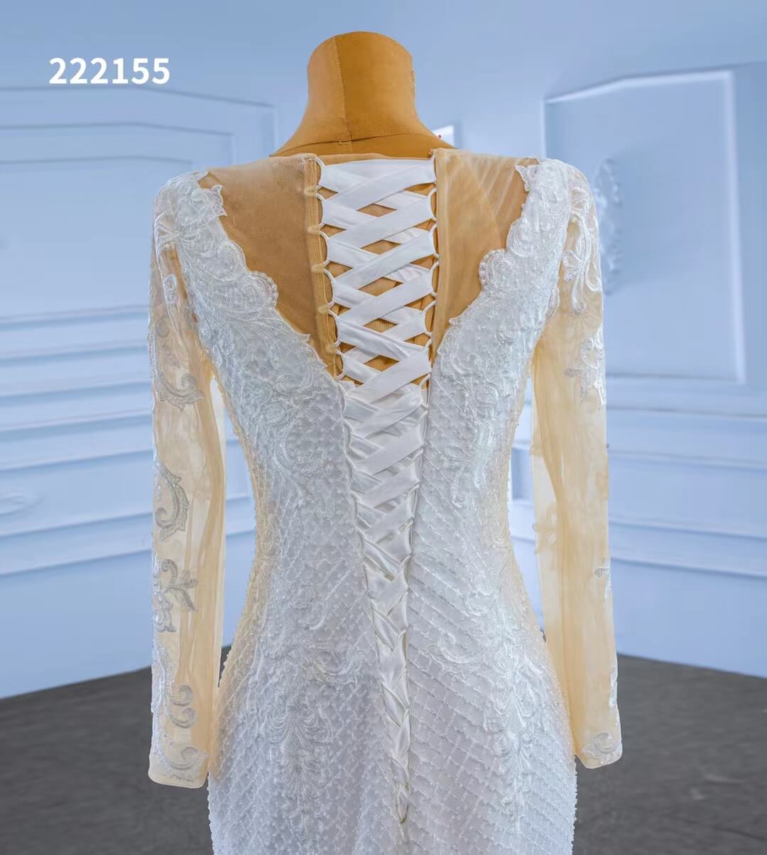 Long Sleeve Lace Mermaid Wedding Dresses 222155-wedding dresses 2025 -Viniodress-Ivory-Custom Size-