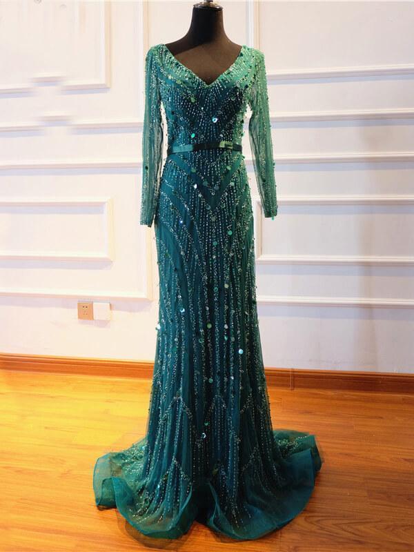 Sparkly Crystal Mermaid Prom Dresses With Beaded Sleeveless Fomal