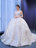 Luxury Beaded Ball Gown Wedding Dresses V-neck 67254