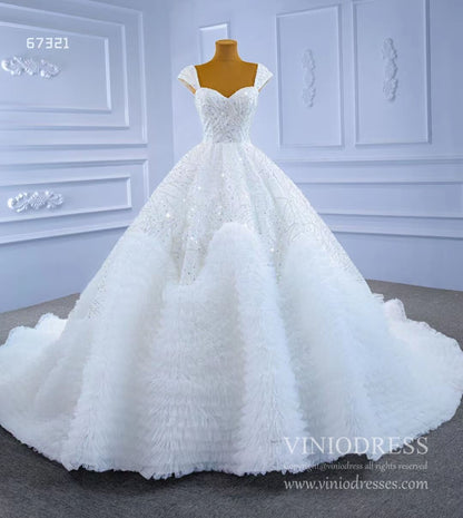 Luxury Beaded Dubai Wedding Gown Ruffled Wedding Dresses Viniodress-wedding dresses 2025 -Viniodress-As Picture-Custom Size-