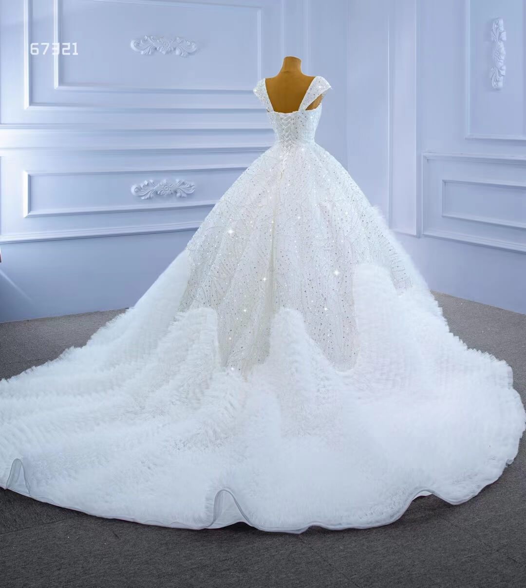 Luxury Beaded Dubai Wedding Gown Ruffled Wedding Dresses Viniodress-wedding dresses 2025 -Viniodress-As Picture-Custom Size-