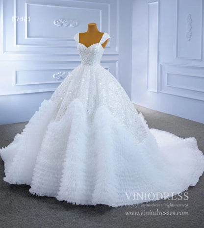 Luxury Beaded Dubai Wedding Gown Ruffled Wedding Dresses Viniodress-wedding dresses 2025 -Viniodress-As Picture-Custom Size-