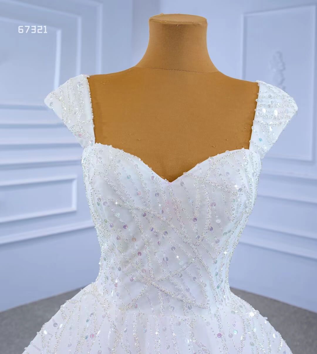 Luxury Beaded Dubai Wedding Gown Ruffled Wedding Dresses Viniodress-wedding dresses 2025 -Viniodress-As Picture-Custom Size-