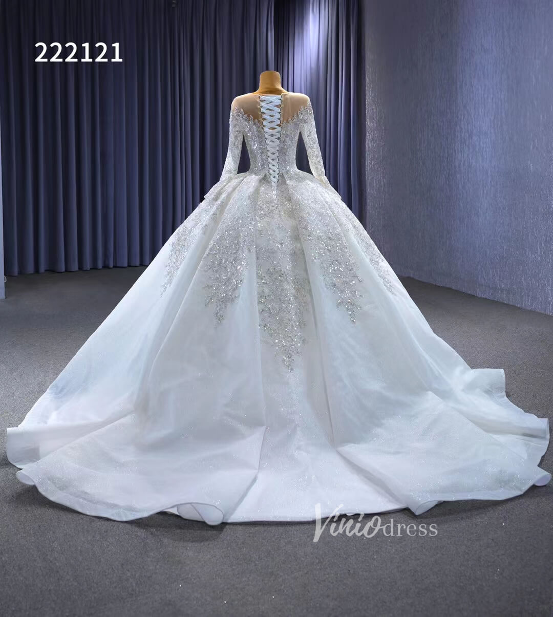 Luxury Beaded Dubai Wedding Gowns 222212-wedding dresses 2025 -Viniodress-Ivory-Custom Size-