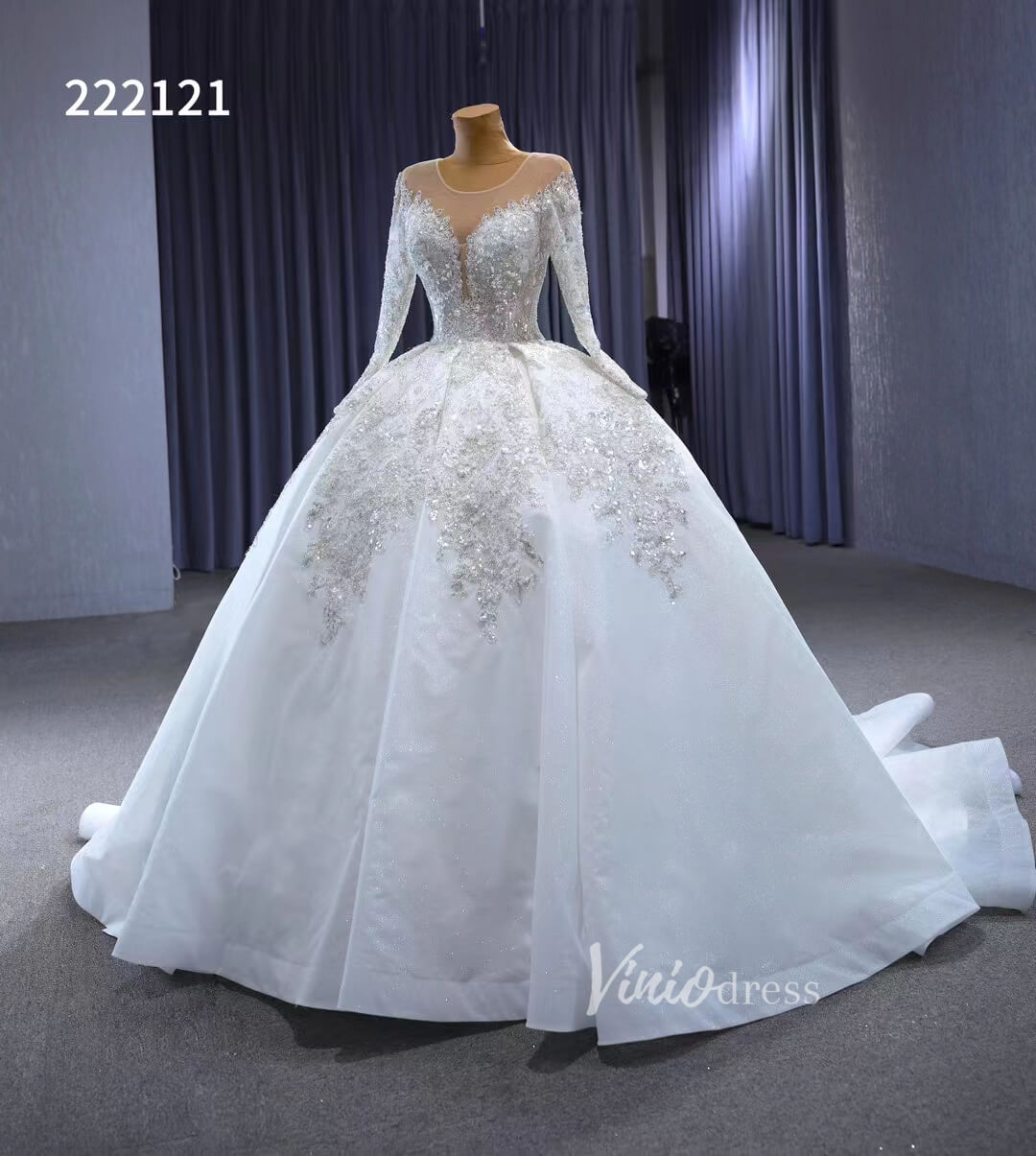 Luxury Beaded Dubai Wedding Gowns 222212-wedding dresses 2025 -Viniodress-Ivory-Custom Size-
