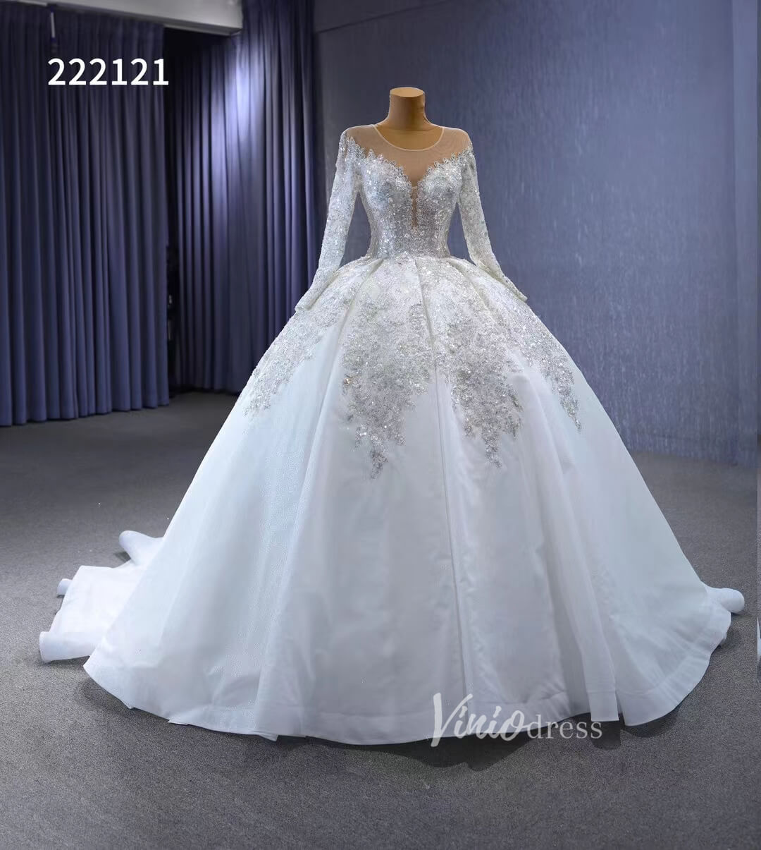 Luxury Beaded Dubai Wedding Gowns 222212-wedding dresses 2025 -Viniodress-Ivory-Custom Size-